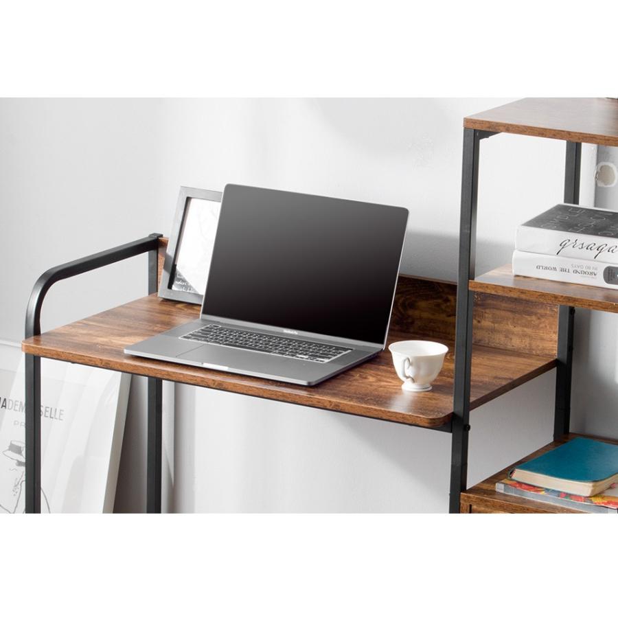 BTM 【全品8%OFF】パソコンデスク 引き出し付き 3段シェルフ付 木製