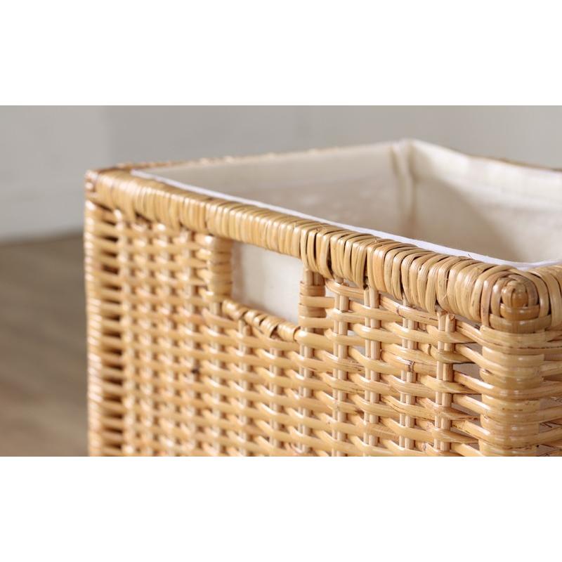 お買い得3点セット】ナチュラルウッド収納バスケット お買い得3点