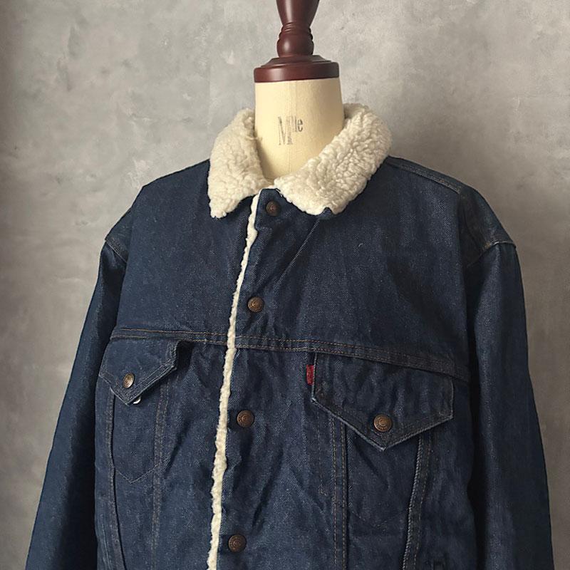 80's Levi's 71608-0216 Boa Denim Trucker Jacket Made in USA 46L 80