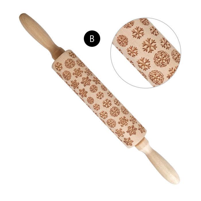 クッキローラー クリスマス系 木製 麺棒 ローラー クッキー型