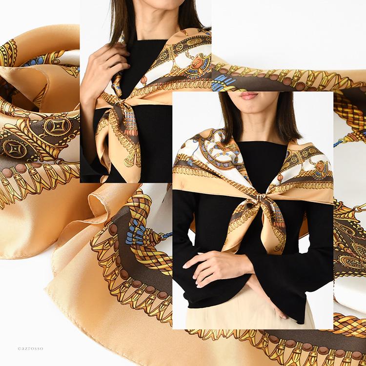 HERMES 幾何学模様 シルクスカーフ 90cm