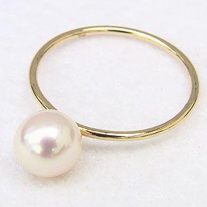 パール リング 普段使い k18 18k 18金 真珠指輪 本真珠 イエロー
