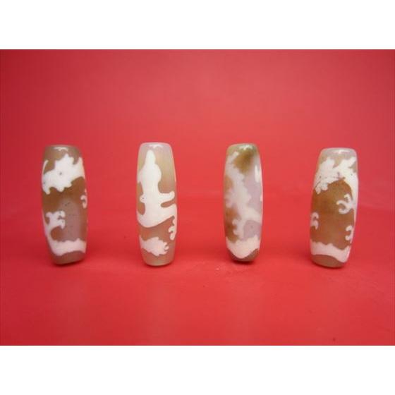 チベット天珠 騎龍観音天珠 白 29-30×10-11mm 2粒SET : 天然石のお店