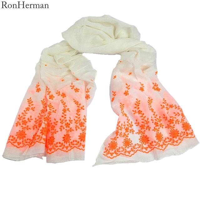 Ron Herman（ロンハーマン） ストール 2311000014 刺繍 ネオンオレンジ