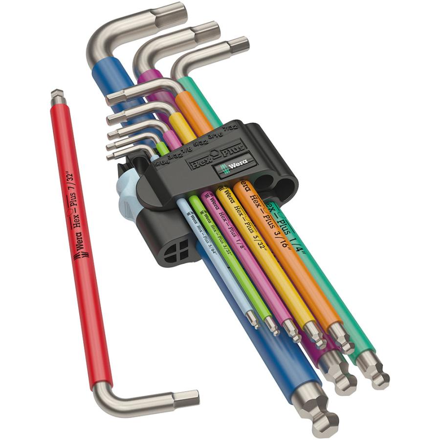 Wera（ヴェラ） ステンレス六角レンチセット 9本組マルチカラー インチ