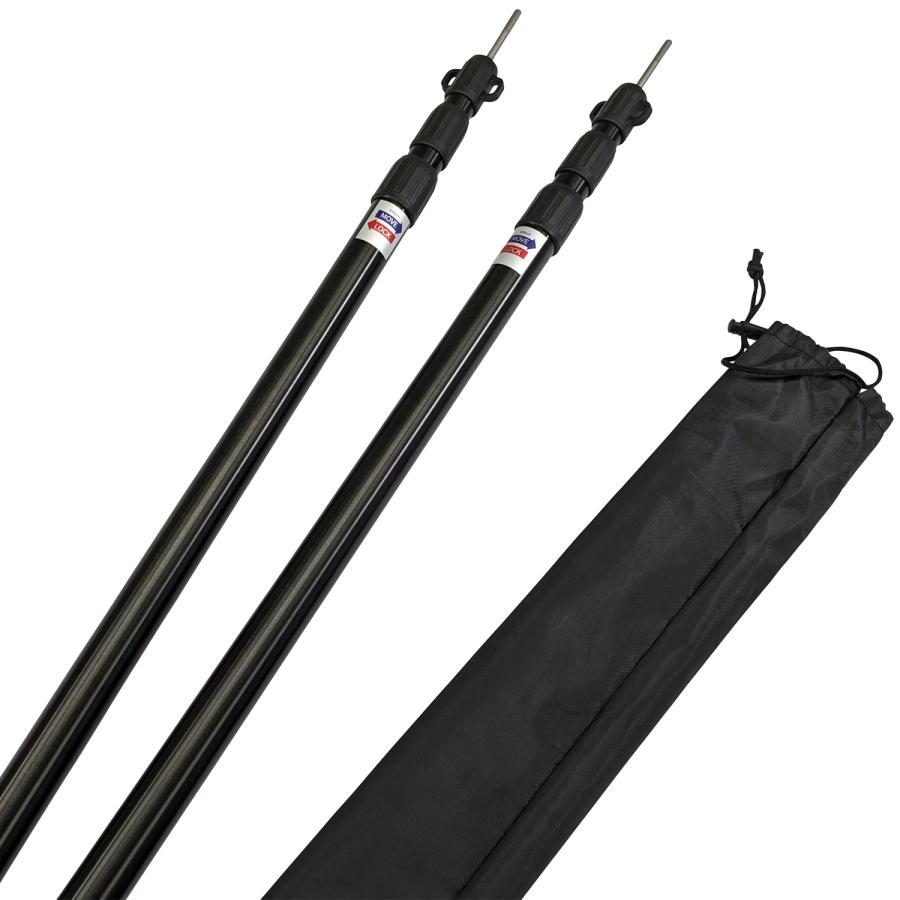 テントポール ブラック 2本セット 90から230cm 高さ無段階調整可能
