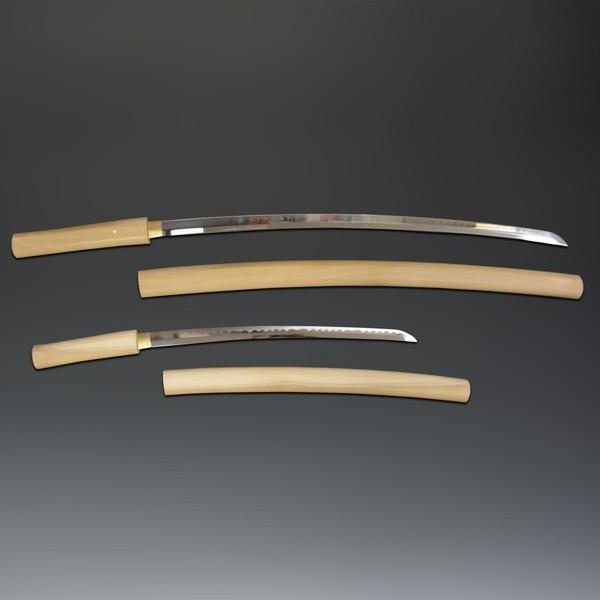 模造刀 白鞘 3点セット（大刀 小刀 刀掛け） 刀剣 : 仏像と縁起物の