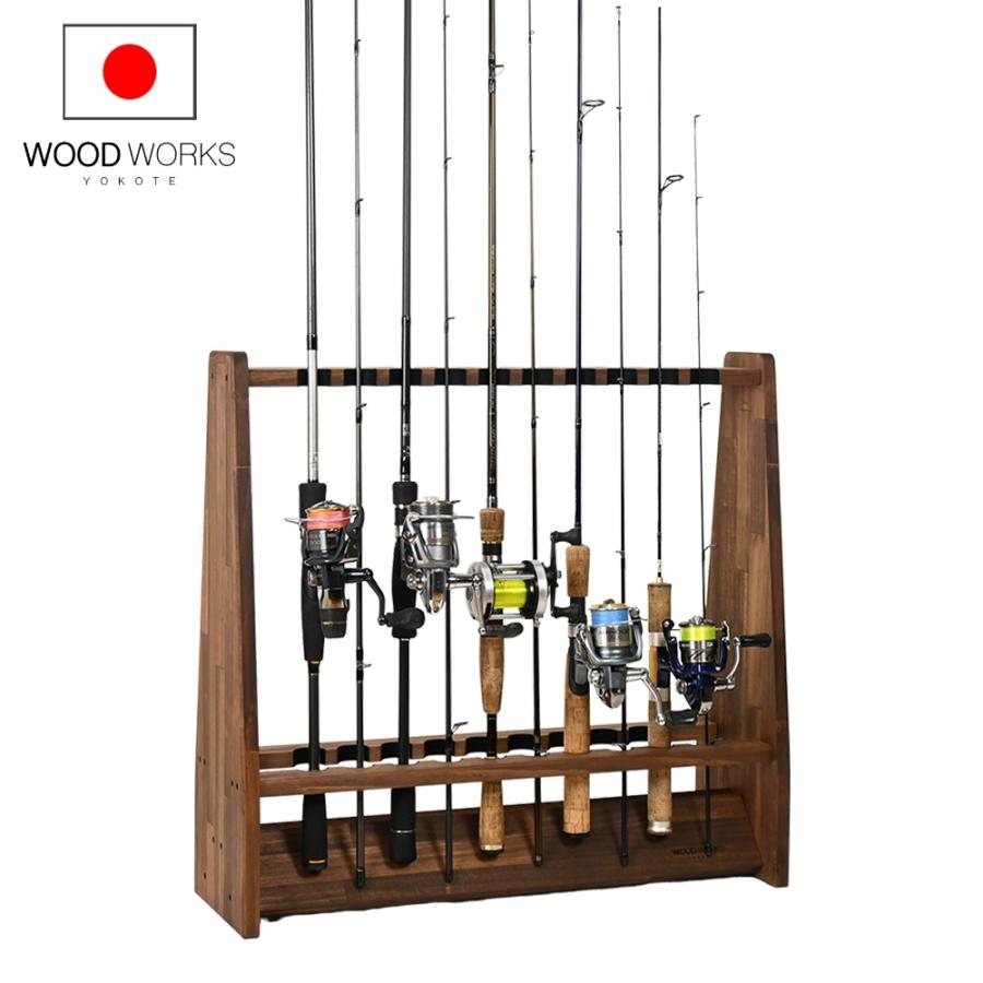 WOODWORKS ロッドスタンド 19本掛 (色：ブラウン) 木製 日本製 両面
