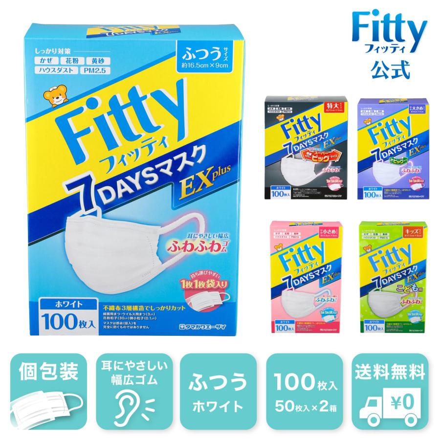 Fitty 【 フィッティ 公式 】 マスク 不織布 ふつう 個包装 プリーツ