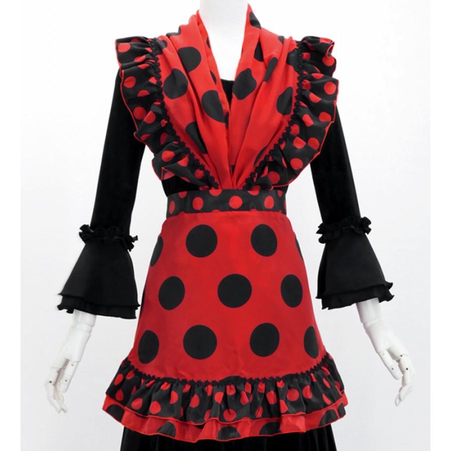 フラメンコ ピキージョ・エプロンセット 水玉 レッド×ブラック PA-1