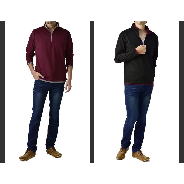 FLAG ON CREW ハーフジップカットソー メンズ 長袖 ポロシャツ 吸汗速