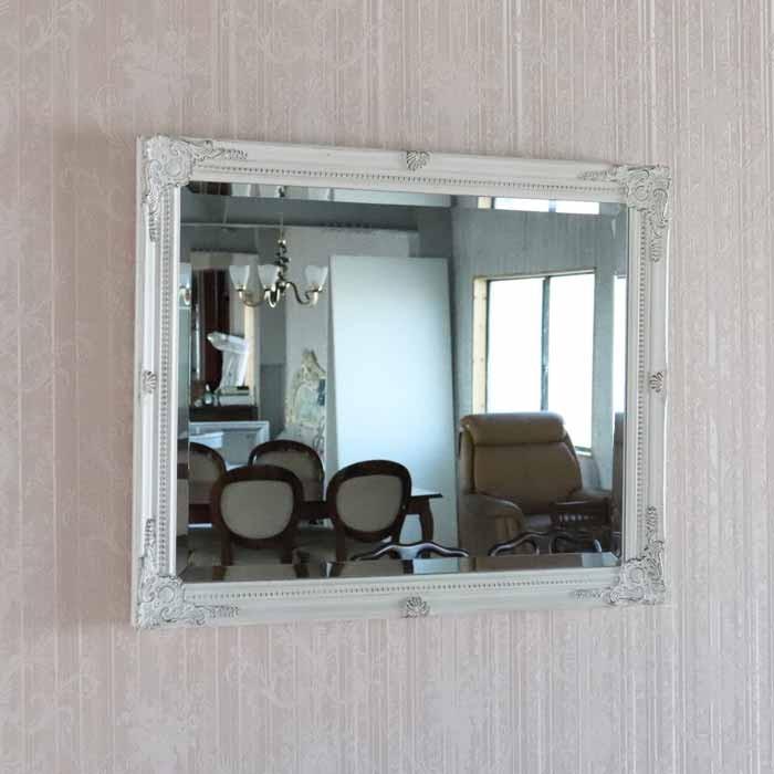 ミラー 壁掛け ホワイト 縦横兼用 鏡 アンティーク ヨーロピアン