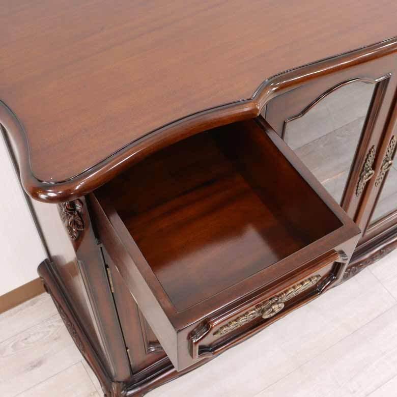 サイドボード ローキャビネット マホガニー 猫脚 完成品 木製 茶