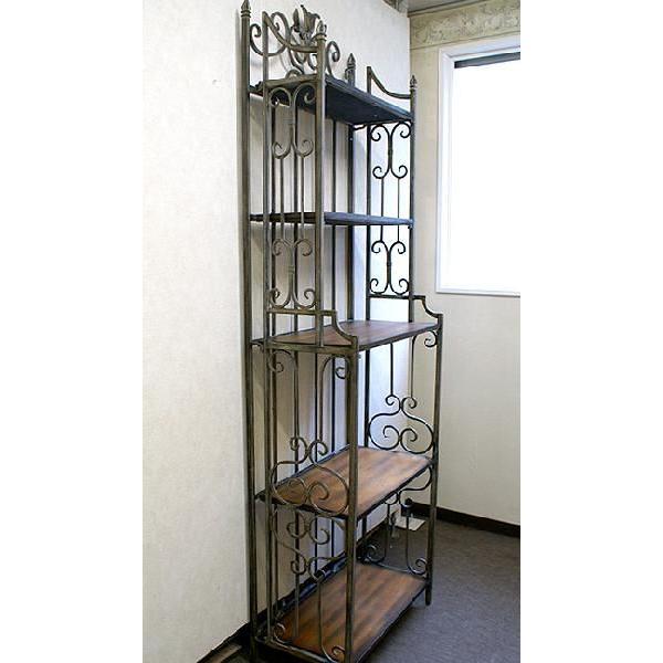 アイアンラック 5段シェルフ 木製棚板 ディスプレイラック 折りたたみ