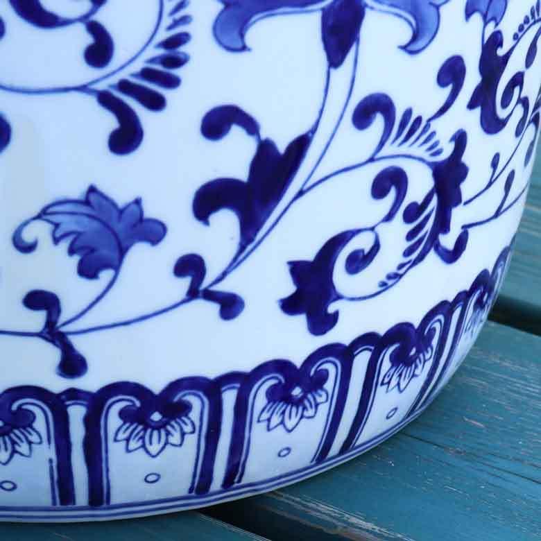 スツール 陶器 花台 青花 花柄 台 プランター置き 椅子 イス チェア