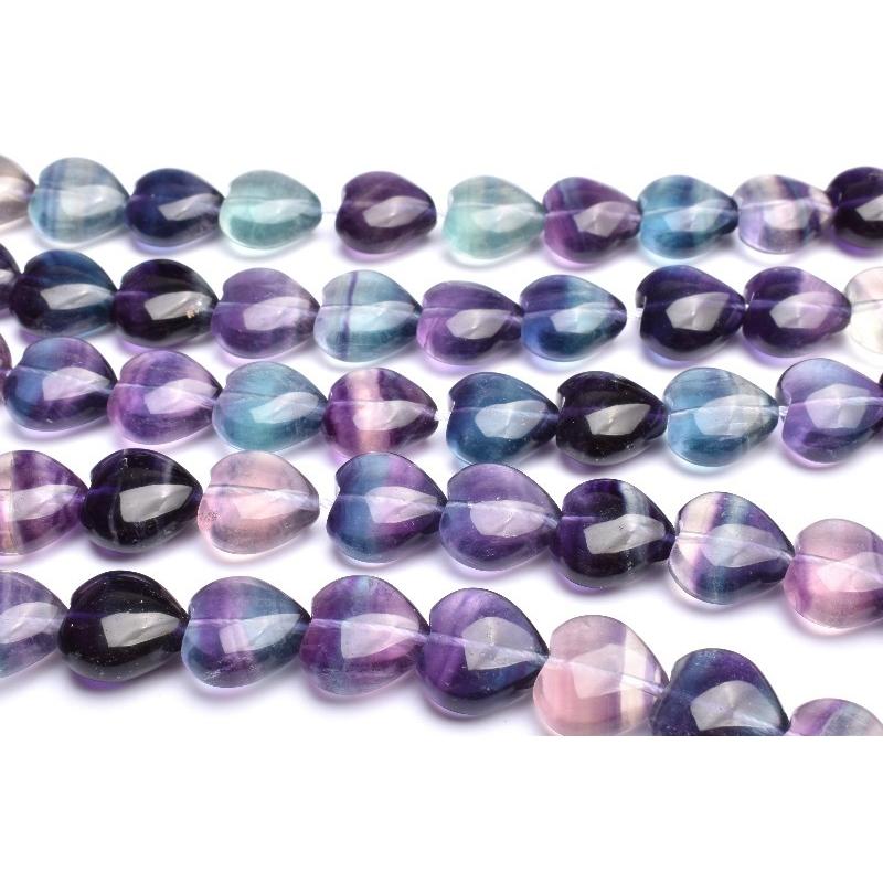 マルチカラー フローライト 13x14mm ハート 1連（約38cm）_RG447