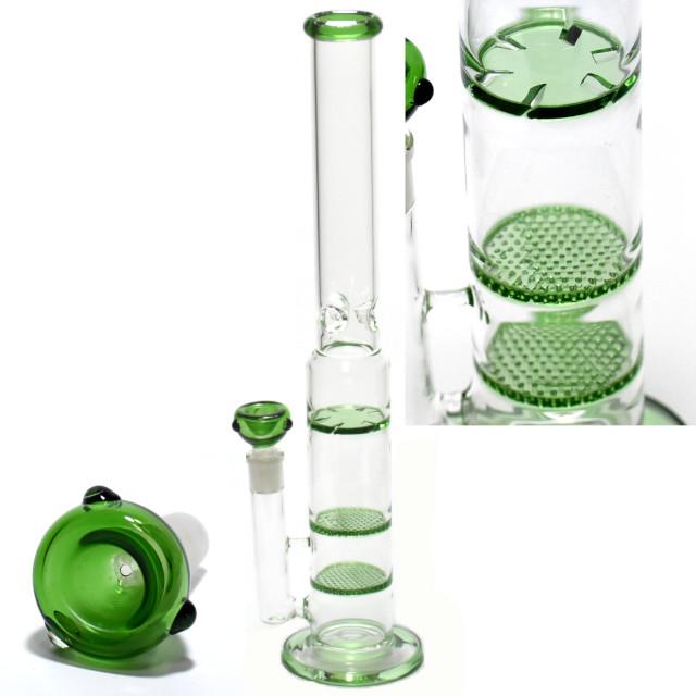 トルネードダブルハニカムビッグ4層式アイスガラスボング/水パイプ