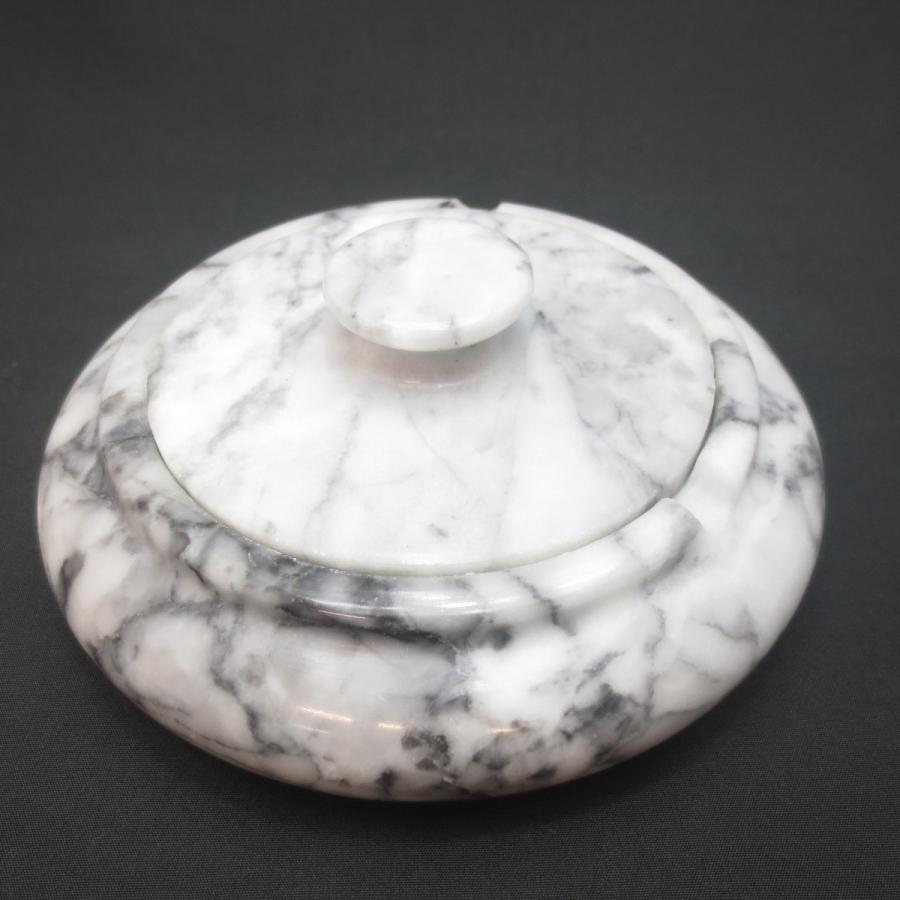 フタつき 灰皿 蓋付き ホワイト＆ブラック 大理石 おしゃれ 送料無料