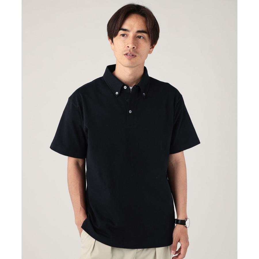 ポロシャツ メンズ 日本製 国産 綿100％ ネイビー 天竺素材 8オンス