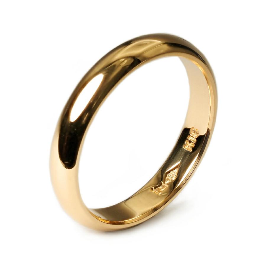 指輪 18金 イエローゴールド 甲丸リング 幅3.5mm 財務省造幣局検定