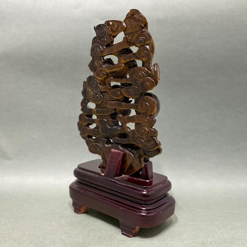 天然石彫刻置物 タイガーアイ 龍 台座付き : 陽和堂 - 通販 - Yahoo
