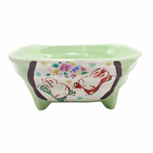 夕立窯 楽園 うさぎ 四角盛鉢 ボウル 煮物鉢 菓子鉢 大鉢 中鉢 日本製