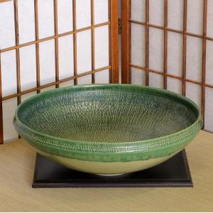 信楽焼 水盤 花器 12号 青磁 貫入 陶器 池坊 嵯峨御流 生け花 華道用