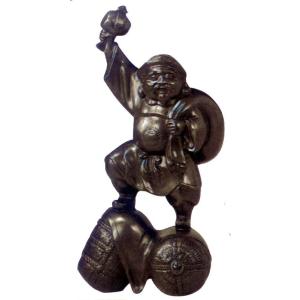 仏像 七福神｜ 鹿寿老人 ｜蝋型青銅（ブロンズ）製 桐箱入り【高岡銅器