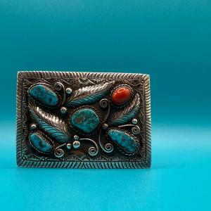 超特大の熊爪 ターコイズ インディアンジュエリー バックル F