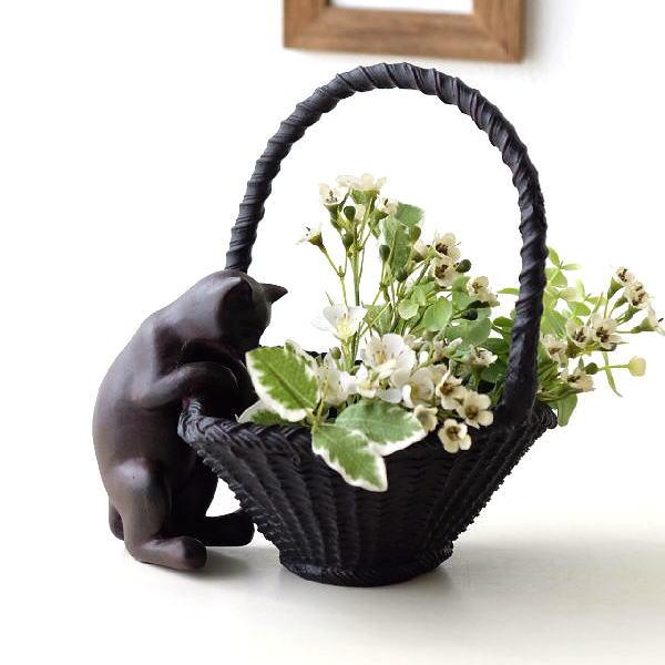 バスケット 編み籠 かご 小物入れ 猫 ねこ ネコ おしゃれ かわいい 鉢