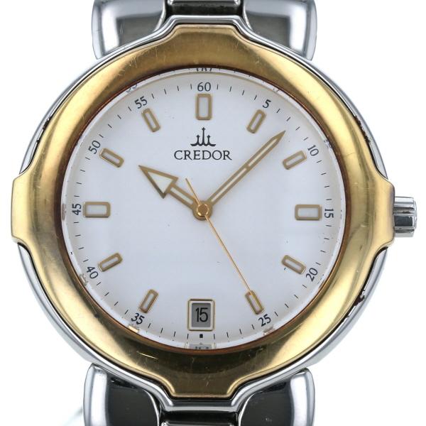 セイコー SEIKO クレドール 18KT ベゼル デイト 8N75-6020 クオーツ