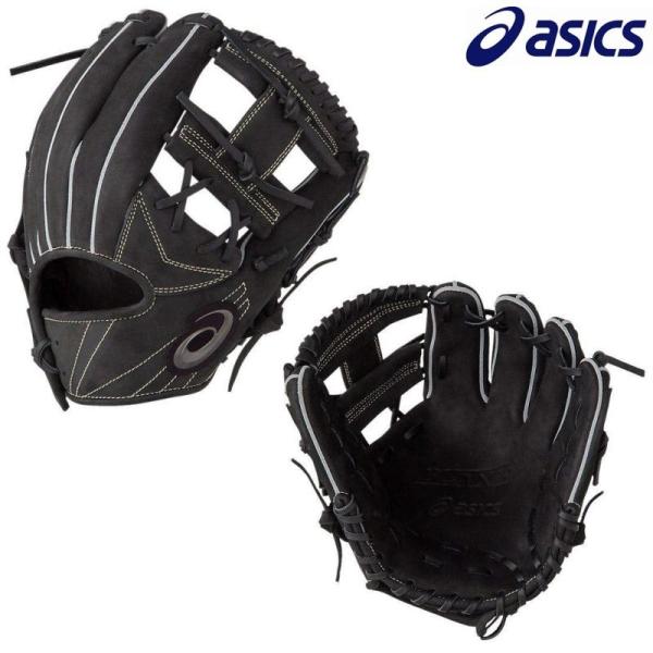 asics 軟式グローブ 黒 ストライプデザイン asics 軟式グローブ 黒