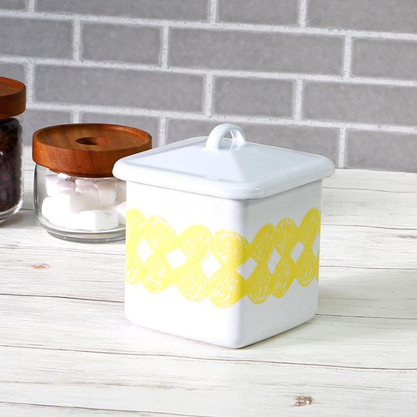 ホーロー スクエア キャニスター kukka/ 保存容器 フタ付き 琺瑯 北欧