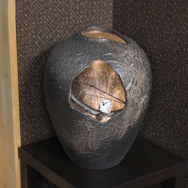 信楽焼 つくばい ふくろう電動ツクバイ 循環式 陶器ツクバイ フクロウ