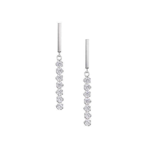 ジュエリーツツミ K10ホワイトゴールドキュービックピアス