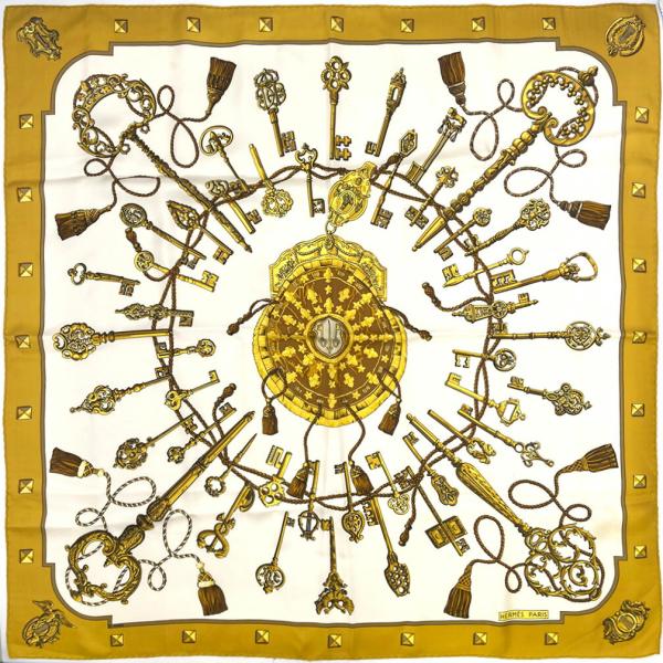 HERMES（エルメス） スカーフ カレ90 90cm シルク 100％ LES CLES THE