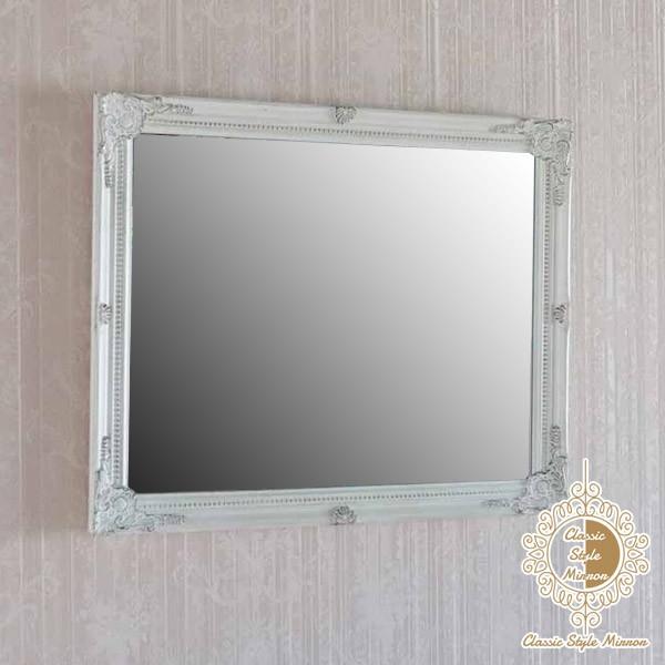 ミラー 壁掛け ホワイト 縦横兼用 鏡 アンティーク ヨーロピアン