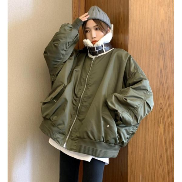 希少 DALL ボンバーフライトジャケット カーキ L 襟ボア肉厚ブルゾン