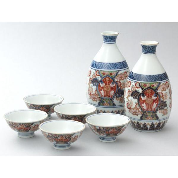 有田焼 古伊万里桜 酒器揃 (徳利×1、盃×5)（木箱入り） : 有田焼や 心