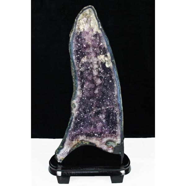 限定セール！天然石アメジストドーム カルサイト付玄関置物宝石縁起物