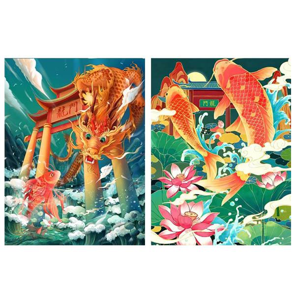 中級 フル ダイヤモンドアート キット ビーズ刺繍 錦恋 ドラゴン 龍