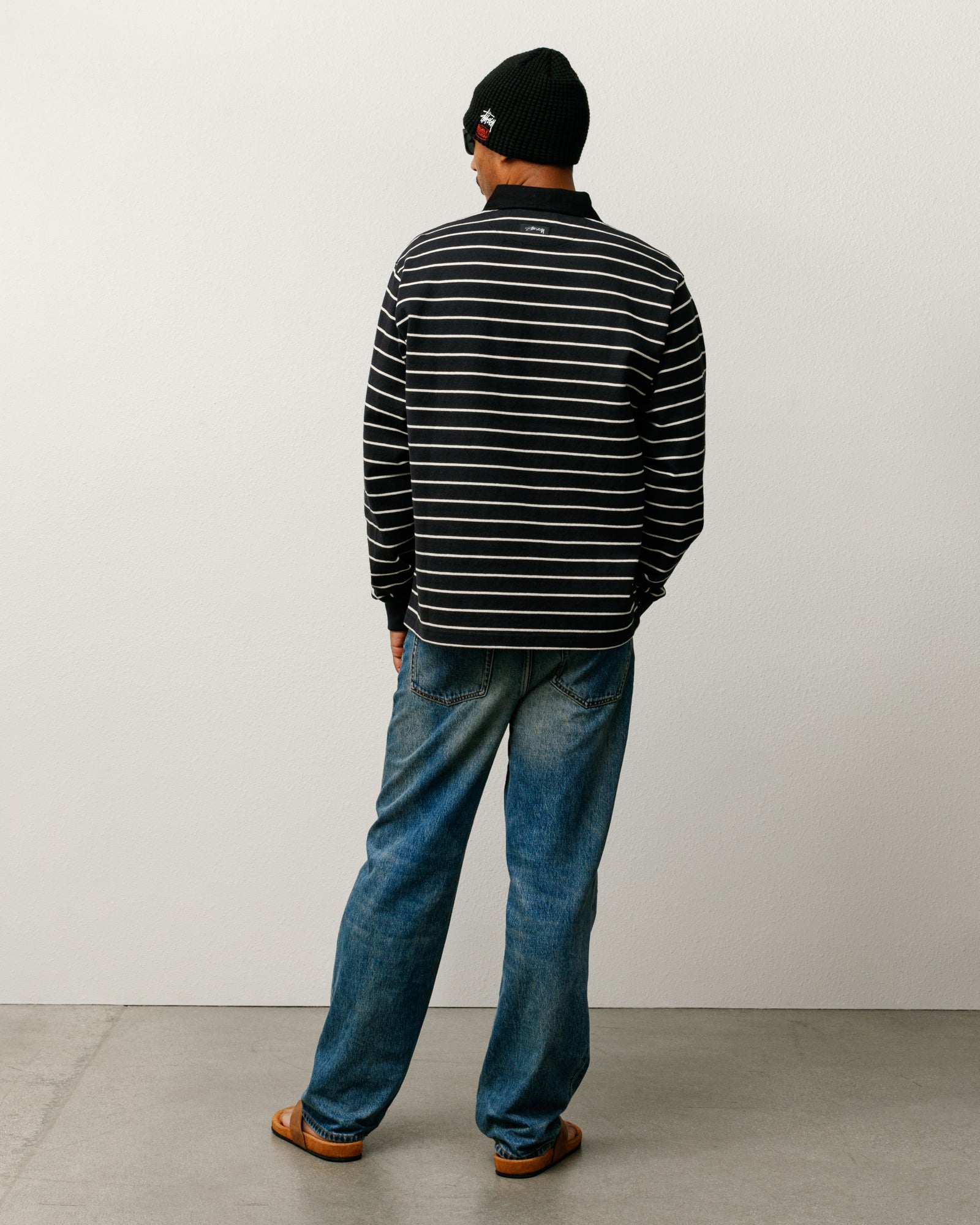 Striped Rugby Shirt – Black | Tops & Knits | Stüssy Japan