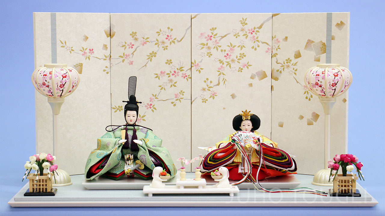 99雛人形 平飾り 幅60㎝ 京十三番パステル有職親王 蒼桜 – 寿鳳人形