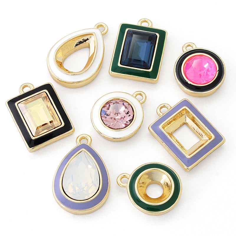 石座チャーム レクタングル エポ 1カン ホワイト/G – 貴和製作所