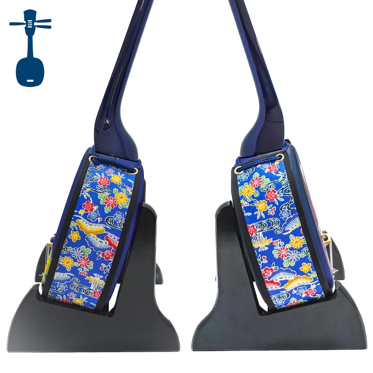 真壁型 ネイビーブルー ハイビスカス＆蝶(紺) ちびらー三線 – 米須三線店