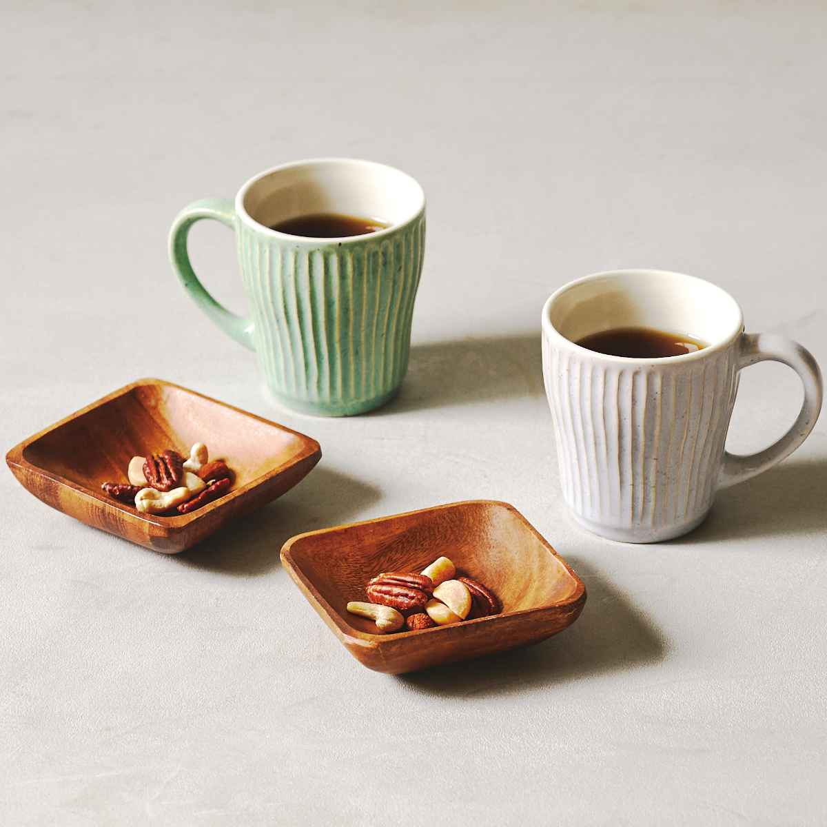 スープカップ&スプーン ペア 410ml Ripple リップル 陶器 美濃焼 木製