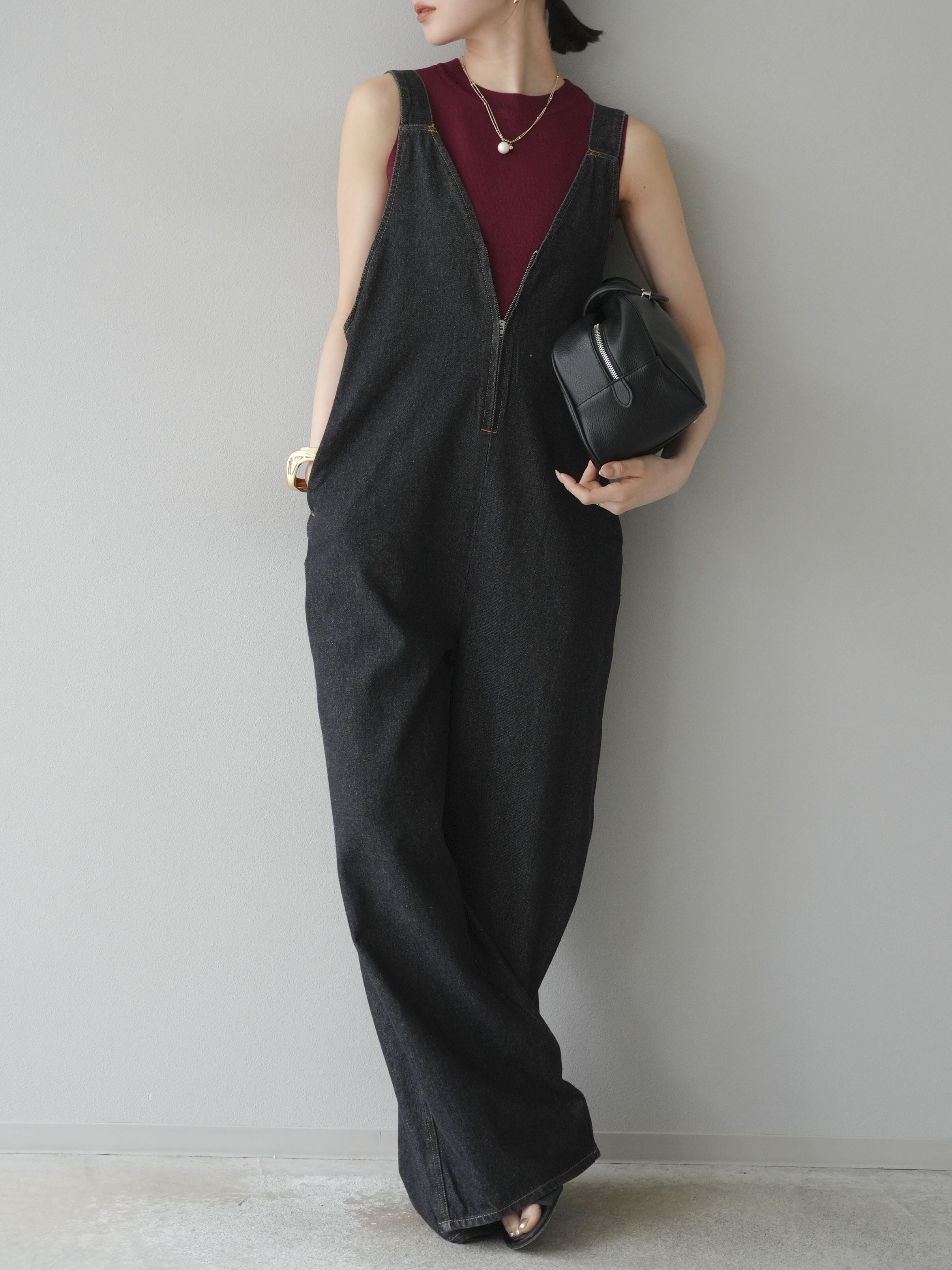 今期購入☆試着のみタグ付き☆rinir リミル ハイウエストサロペット