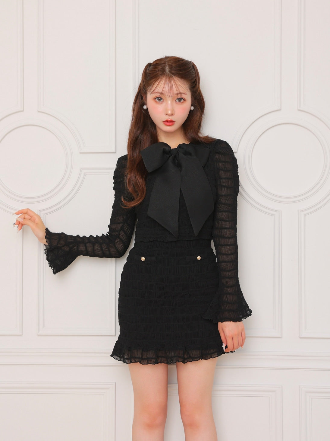 バックリボンフラワーミニワンピース mmeeme エムミーエメ M me eme