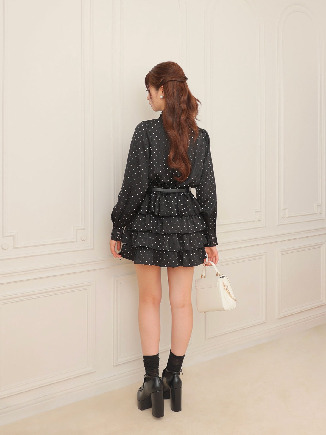 ワンピース Classical dot tiered onepiecee ivory ワンピース