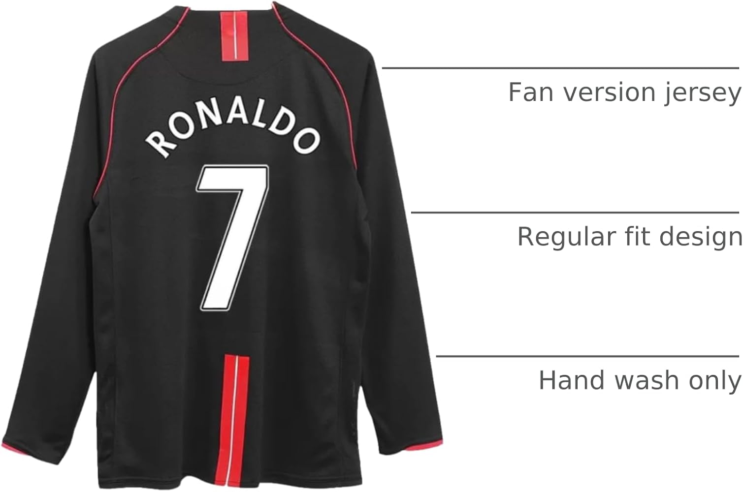 Amazon.com : Ronaldo #7 Man U Long Sleeve Black 07/08 Soccer